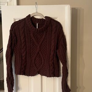 Free People Chocolate Cable Knit Sweater